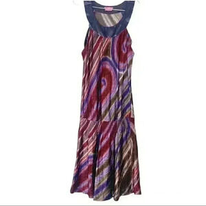 BCBGirls bcbg vintage Y2K satin scarf print drop waist dress m 8-10